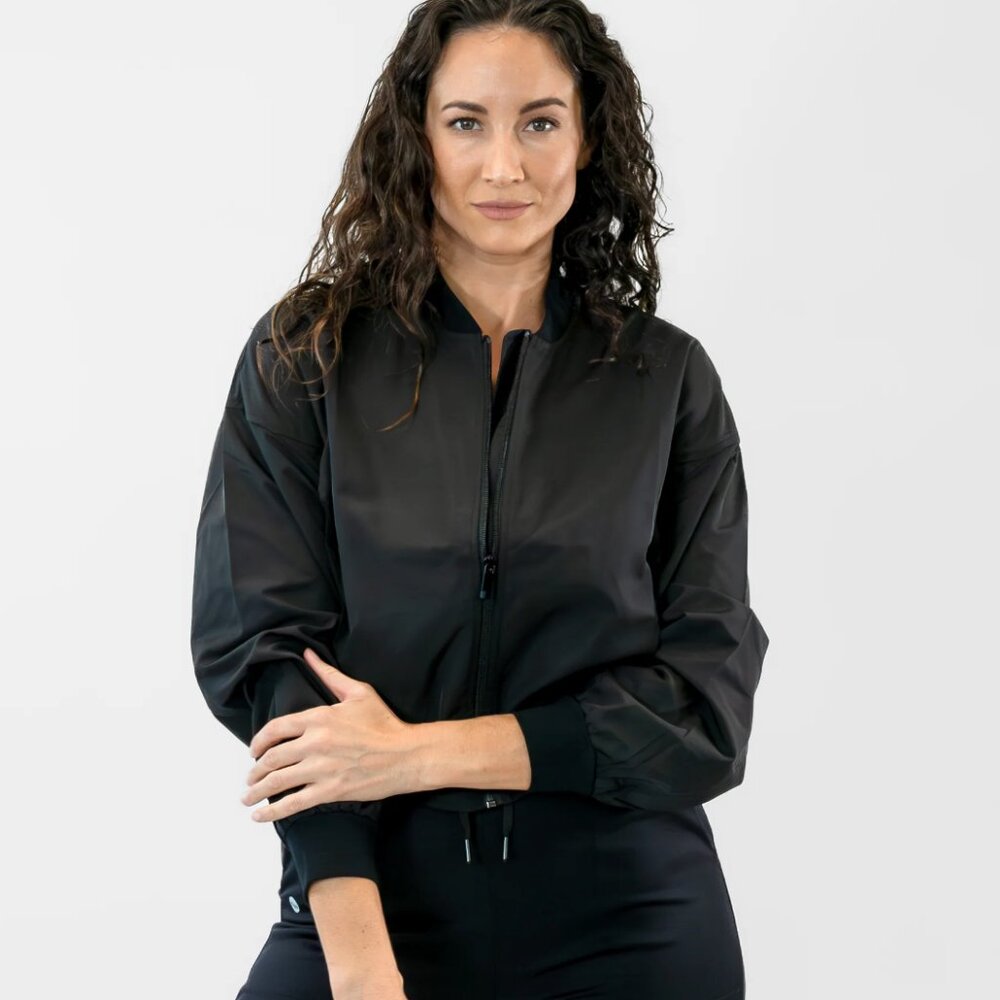 Senita Athletics Lightweight Bomber Jacket - Black - Size Small - Picture 2 of 5